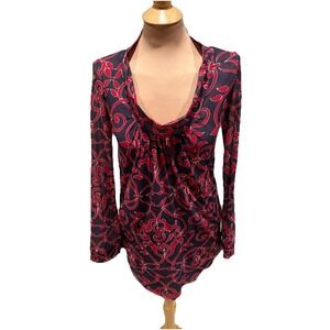 Sweet Pea By Stacy Frati Mesh Tunic Top Size Large Stretch Long Sleeve Y2K Artsy